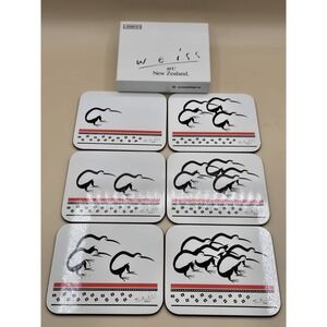 Weiss Art New Zealand Coasters Kiwi Bird Design Set of 6 Jason‎ Cork Acrylic